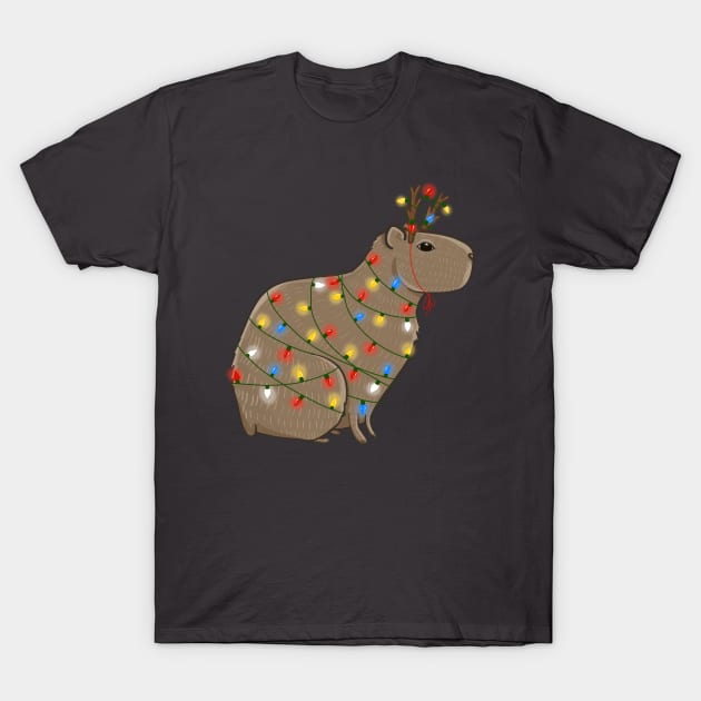 Christmas Capybara T-Shirt by KilkennyCat Art